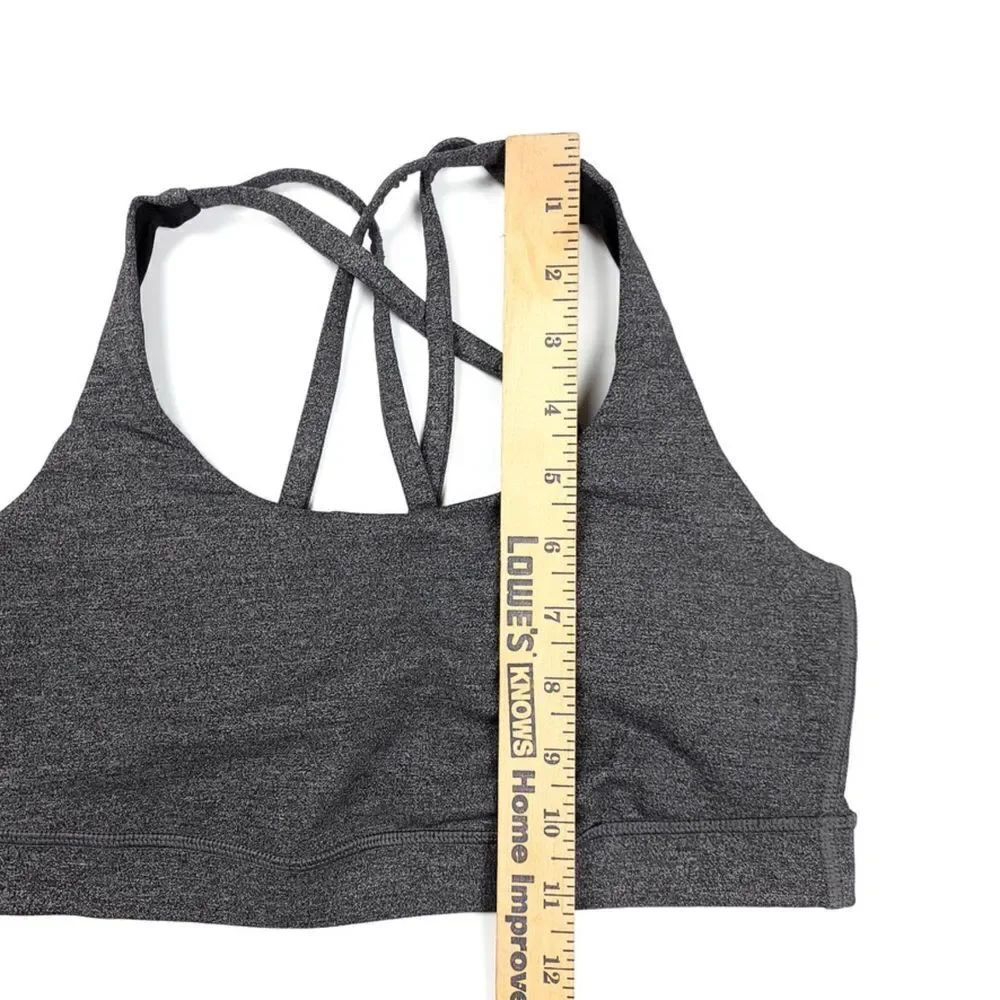LULULEMON Energy Strappy Racerback Sports Bra Top in Heathered Black Gray Small
